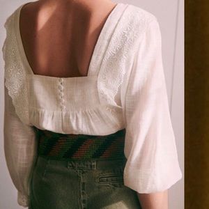 Sezane Cleo Cotton Lace Blouse